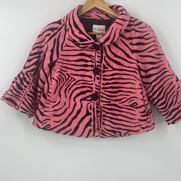 3 Sisters pink and black zebra striped blazer jacket XS - Picture 1 of 9